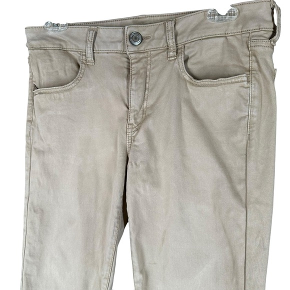American Eagle Women’s 8 Super Super Stretch Jeggings Khaki Pants Y2K Neutral - Picture 6 of 16